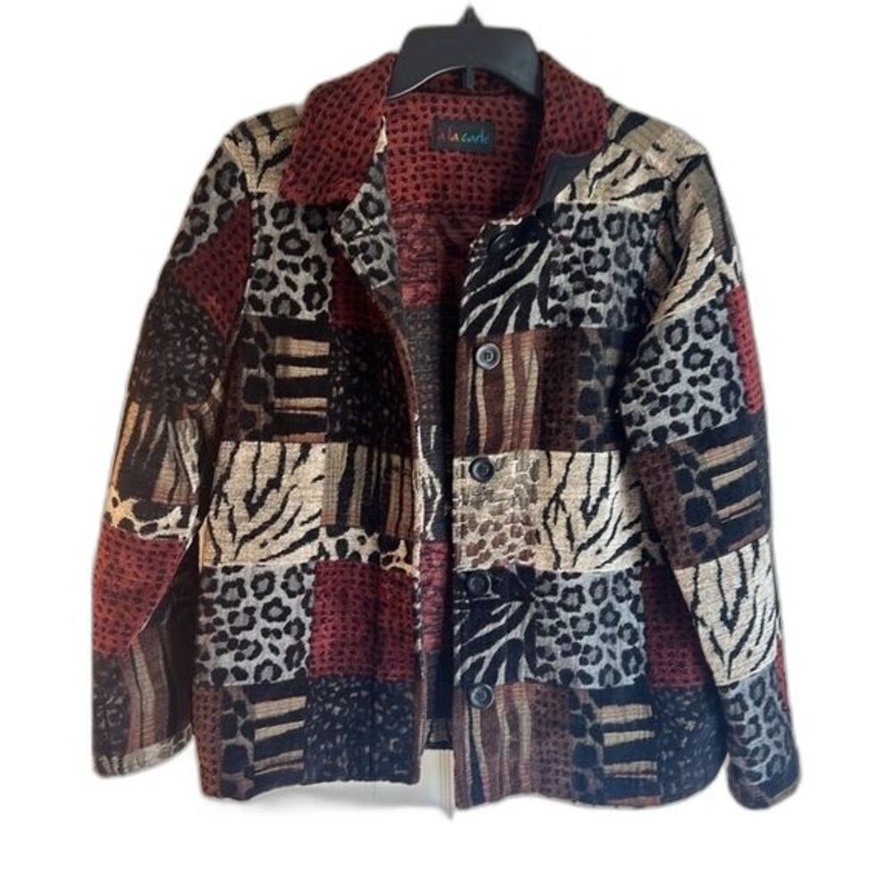 Ala‎ Carte Animal Print Mixed Media Jacket Blazer Women's Size Medium